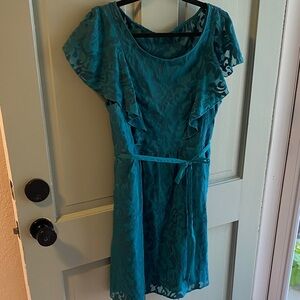 Elegant Teal Lace Dress